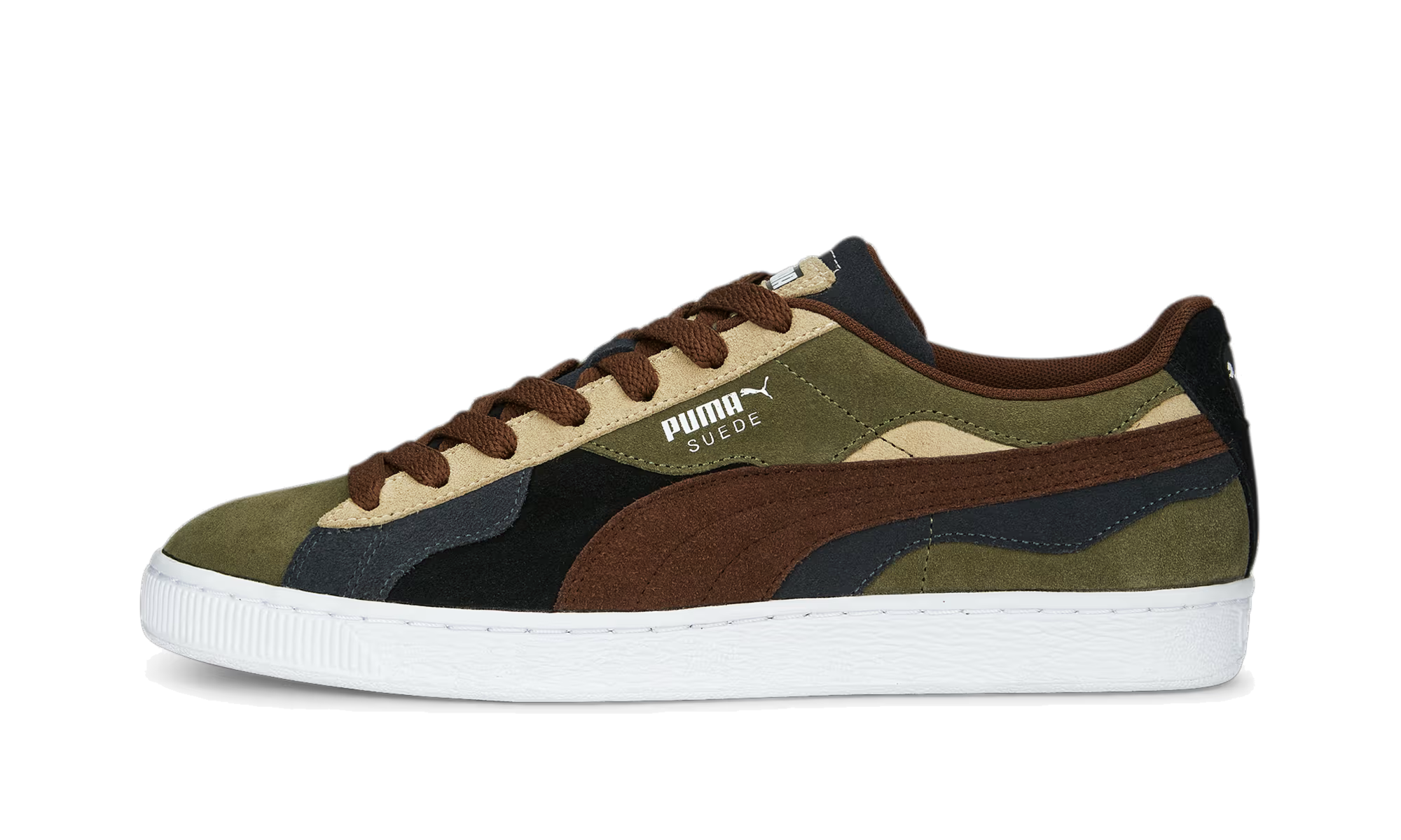 Suede "Camowave - olive chestnut brown" 389277 01